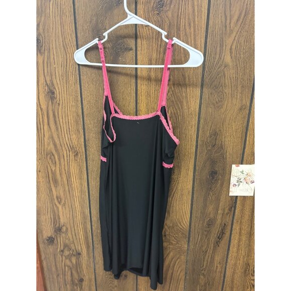 Secret Treasures Ladies Black & Pink Lace Trim Sleepwear L Adjustable Straps Pol - Picture 2 of 4
